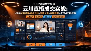 云川直播成交实战：人性话术系统课-痛点种草×塑品开价×逼单人设×平播憋单×点对点万能框架-KJ分享