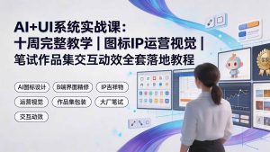 AI+UI系统实战课:十周完整教学|图标IP运营视觉|笔试作品集交互动效全套落地教程-KJ分享