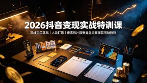 2026抖音变现实战特训课：三维定位体系｜人设打造｜像素拆片数据复盘全套爆款落地教程-KJ分享