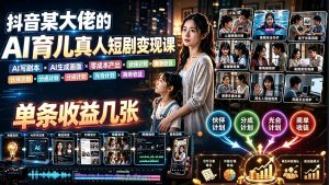 AI育儿真人短剧变现课：AI写剧本×AI生成画面×零成本产出×伙伴计划×分成计划×光合计划×商单收徒-KJ分享
