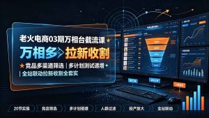 老火电商03期万相台截流课:竞品多渠道筛选|多计划测试递增|全站联动拉新收割全套实操教学-KJ分享