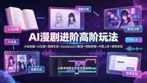 AI漫剧进阶高阶玩法:小说改编×AI生图×视频生成×Seedance2.0配音×剪映剪辑×付费上传×接单变现-KJ分享
