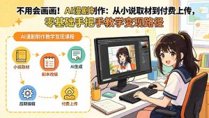 不用会画画！AI漫剧制作：从小说取材到付费上传，零基础手把手教学变现路径(更新-KJ分享