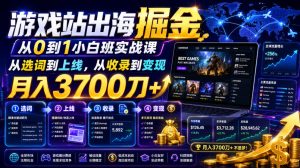 游戏站出海掘金从0到1小白实战课,从选词到上线,从收录到变现,月入3700刀+-KJ分享