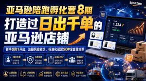亚马逊陪跑孵化营8期，打造过日出千单的亚马逊店铺，新手0到1开店、注册风控避坑、标准化运营SOP全套落地课-KJ分享