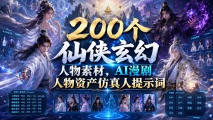 200个仙侠玄幻人物素材，AI漫剧人物资产仿真人提示词-KJ分享