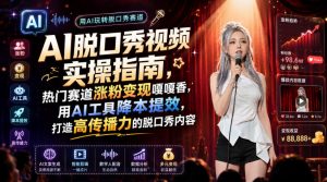 AI脱口秀视频实操指南，热门赛道涨粉变现嘎嘎香，用AI工具降本提效，打造高传播力的脱口秀内容-KJ分享