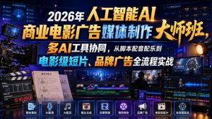 2026年人工智能AI商业电影广告媒体制作大师班,多AI工具协同,从脚本配音配乐到电影级短片、品牌广告全流程实战(中英字幕)-KJ分享