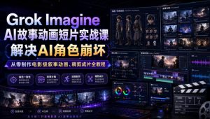 Grok Imagine AI故事动画短片实战课|解决AI角色崩坏,从零制作电影级叙事动画、精剪成片全教程(中英字幕)-KJ分享