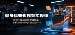健身科普短视频实操课：选题文案AI作图剪辑教学，手机独立制作变现完整体系-KJ分享