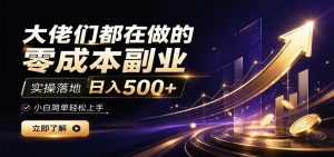 大佬们都在做的零成本副业，实操落地日入500+，小白一秒上手-KJ分享