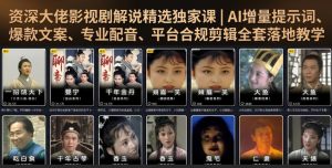 资深大佬影视剧解说精选独家课|AI增量提示词、爆款文案、专业配音、平台合规剪辑全套落地教学-KJ分享