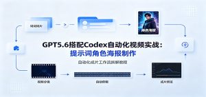 GPT5.6搭配Codex自动化视频实战：提示词角色海报制作，自动化成片工作流拆解教程-KJ分享