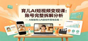 育儿AI短视频变现课:账号完整拆解分析,AI赋能育儿内容创作落地实操-KJ分享