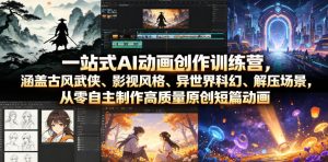 一站式AI动画创作训练营,涵盖古风武侠、影视风格、异世界科幻、解压场景,从零自主制作高质量原创短篇动画(更新)-KJ分享