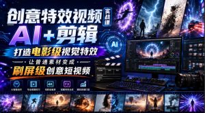 创意特效视频实战课,AI+剪辑打造电影级视觉特效,让普通素材变成刷屏级创意短视频-KJ分享