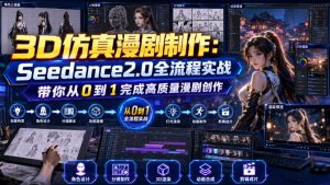 3D仿真漫剧制作:Seedance2.0全流程实战,带你从0到1完成高质量漫剧创作-KJ分享