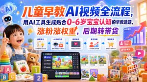 儿童早教AI视频全流程,用AI工具生成贴合0-6岁宝宝认知的早教选题,涨粉涨权重,后期转带货-KJ分享
