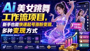 Ai美女跳舞工作流项目,新手也能快速起号涨粉变现,多种变现方式-KJ分享