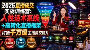 2026直播成交实战训练营：人性话术系统+高转化直播框架，打造千万级主播成交能力-KJ分享