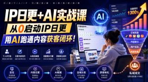 IP日更+AI实战课，从0启动IP日更，IP置顶视频制作+100条选题库搭建+10条日更规划，用AI跑通内容获客闭环!-KJ分享