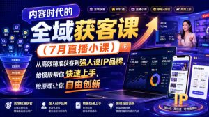 内容时代的全域获客课(7月直播小课),从高效精准获客到强人设IP品牌,给模版帮你快速上手,给原理让你自由创新-KJ分享