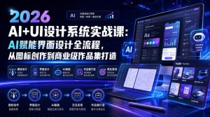 2026 AI+UI设计系统实战课:AI赋能界面设计全流程,从图标创作到商业级作品集打造-KJ分享