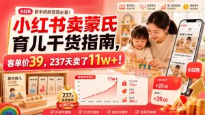 小红书卖蒙氏育儿干货指南,客单价39,237天卖了11w+!-KJ分享