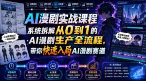AI漫剧实战课程，系统拆解从0到1的AI漫剧生产全流程，带你快速入局AI漫剧赛道-KJ分享