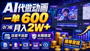 AI代做动画,一单600,0门槛月入2W+,日结不压款,长期稳定【揭秘】-KJ分享