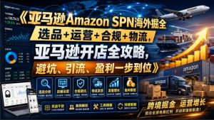 亚马逊Amazon SPN海外掘全，选品+运营+合规+物流，亚马逊开店全攻略，避坑、引流、盈利一步到位-KJ分享