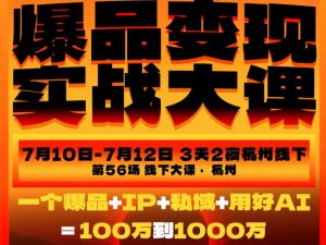 爆品变现实战大课,从爆品,到流量,到成交,一个爆品+IP+私域+用好AI=100W到1000W(7月10-12日)-KJ分享