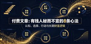 付费文章：有钱人秘而不宣的8条心法-KJ分享