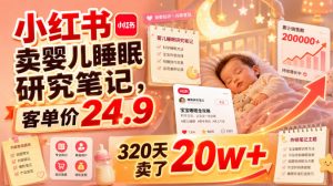 小红书卖婴儿睡眠研究笔记，客单价24.9，320天卖了20w+-KJ分享