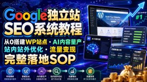 Google独立站SEO系统教程,从0搭建WP站点・AI内容量产・站内站外优化・流量变现完整落地SOP(2026年7月)-KJ分享