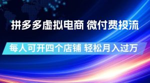 拼多多虚拟电商，微付费投流玩法，每人可开四个店，轻松月入过1W【揭秘】-KJ分享