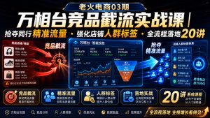 老火电商03期・万相台竞品截流实战课|抢夺同行精准流量・强化店铺人群标签・全流程落地20讲-KJ分享