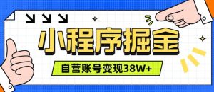 微信小程序掘金,团队自营小程序累计变现38W+,稳定运营三年,一部手机即可操作【揭秘】-KJ分享