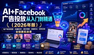 AI+Facebook广告投放从入门到精通(2026年版)｜账户体系搭建・直播投流・素材策略・数据优化・聊单变现全链路实战课-KJ分享