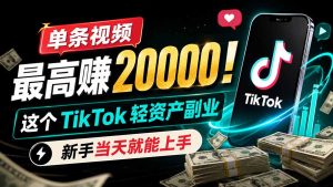 单条视频最高赚 20000！这个 TikTok 轻资产副业，新手当天就能上手-KJ分享