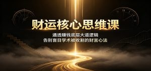 财运核心思维课:通透赚钱底层大道逻辑,告别盲目学术被收割的财富心法-KJ分享