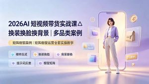 2026AI短视频带货实战课△换装换脸换背景|多品类案例|矩阵橱窗运营全套实操教学-KJ分享