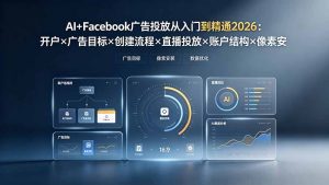 AI+Facebook广告投放从入门到精通2026：开户×广告目标×创建流程×直播投放×账户结构×像素安装×AI赋能-KJ分享