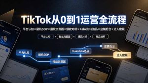 TikTok从0到1运营全流程:平台认知×刷机SOP×指纹浏览器×爆款对标×Kalodata选品×店铺后台×达人建联-KJ分享