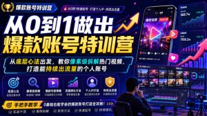 从0到1做出爆款账号特训营，从底层心法出发，教你像素级拆解热门视频，打造能持续出流量的个人账号-KJ分享