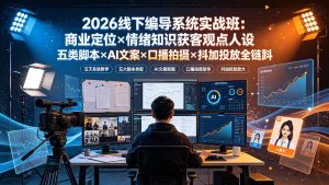 2026线下编导系统实战班：商业定位×情绪知识获客观点人设五类脚本×AI文案×口播拍摄×抖加投放全链路-KJ分享