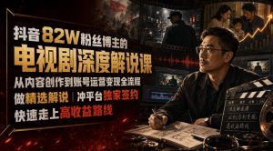 抖音82W粉丝博主的电视剧深度解说课,从内容创作到账号运营变现全流程,做精选解说,冲平台独家签约,快速走上高收益路线-KJ分享