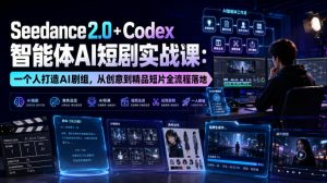 Seedance2.0+Codex智能体AI短剧实战课：一个人打造AI剧组，从创意到精品短片全流程-KJ分享