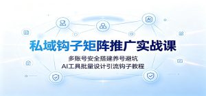 私域钩子矩阵推广实战课：多账号安全搭建养号避坑，AI工具批量设计引流钩子教程-KJ分享