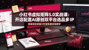 小红书虚拟矩阵5.0实战课:开店配置|AI原创|双平台选品|多IP隔离|测怼店铺工作室批量变现实操教学-KJ分享